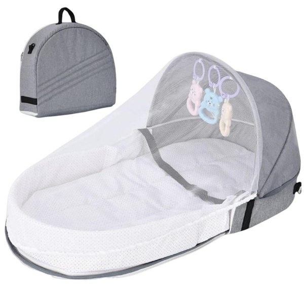 Lit Bébé Portable pour Camping avec Filet Anti-Moustiques et Solaire