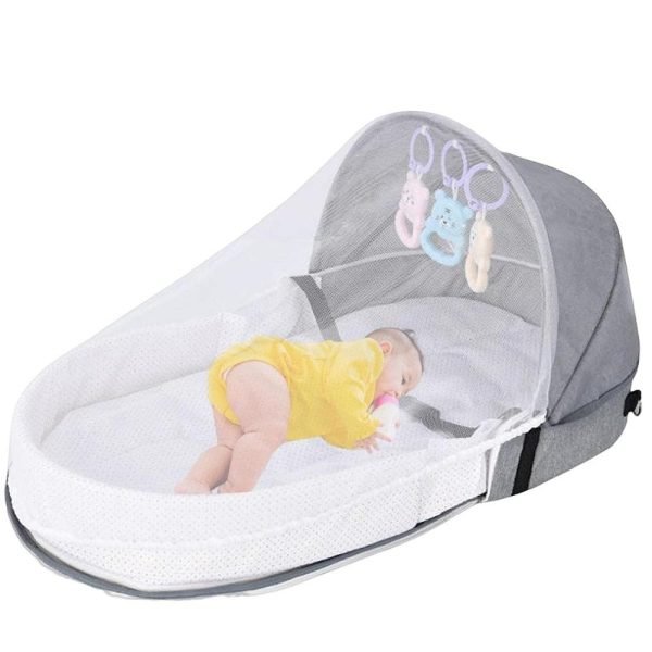 Lit Bébé Portable pour Camping avec Filet Anti-Moustiques et Solaire - Image 2