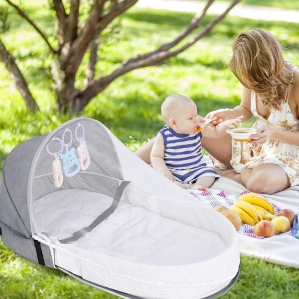 Lit Bébé Portable pour Camping avec Filet Anti-Moustiques et Solaire - Image 4